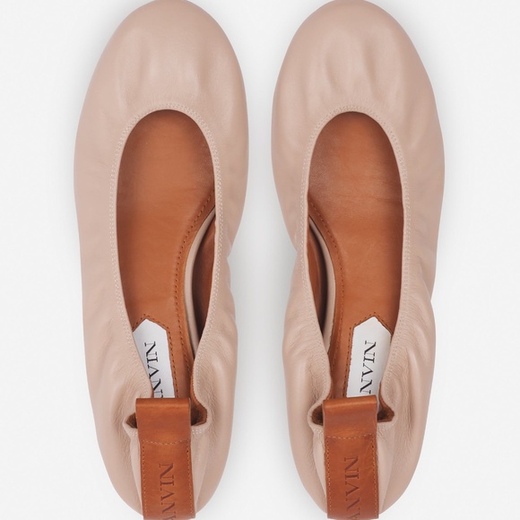 Lanvin leather ballerina flats 39 - dark beige - WORN ONCE 8 8.5 nude - Picture 1 of 12